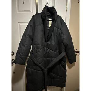 NWT Bernardo Wrap Puffer Jacket Coat Plus Size 2X Black Belted EcoPlume Urban